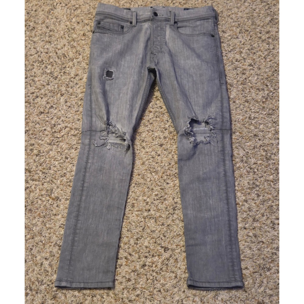 Diesel D.N.A.‎ FW 2016 Slim Jeans Men's Size 30x30 Gray Distressed Spandex Blend